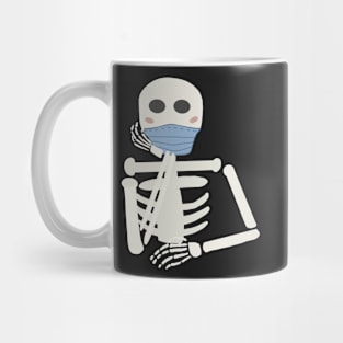 Skeleton wearing face mask Mug